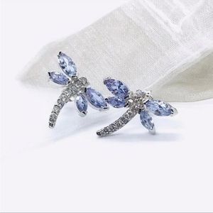 Sterling Silver CZ Dragonfly Earrings